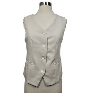 NWT Women's Button Front Waistcoat V-Neck Dressy Vest Sleeveless Cream Size XS